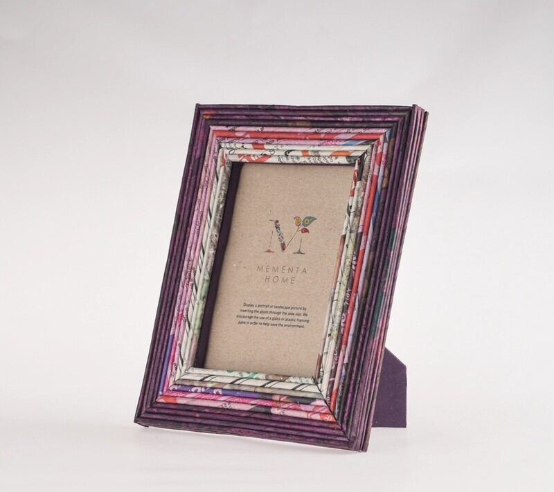 recycled paper picture frame ~ purple