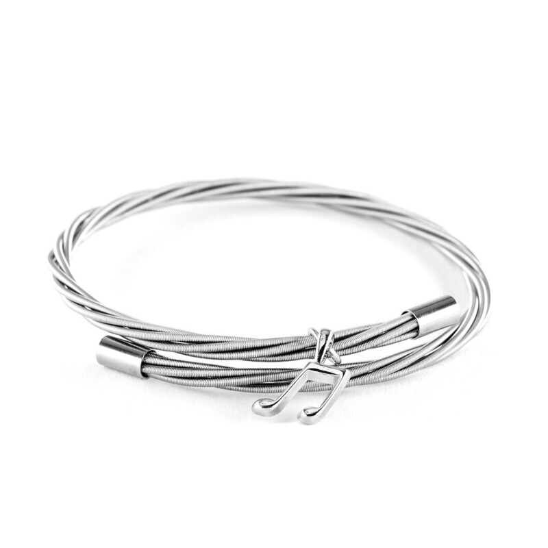 Simply Silver Guitar String Bracelet with Note Charm