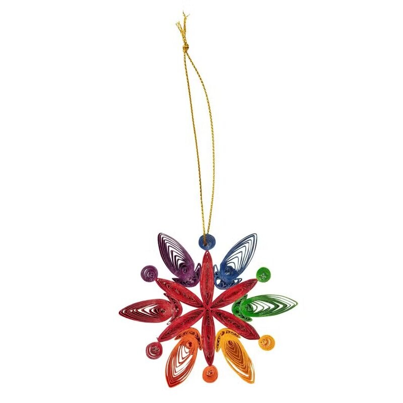 Rainbow Snowflake Quilled Ornament