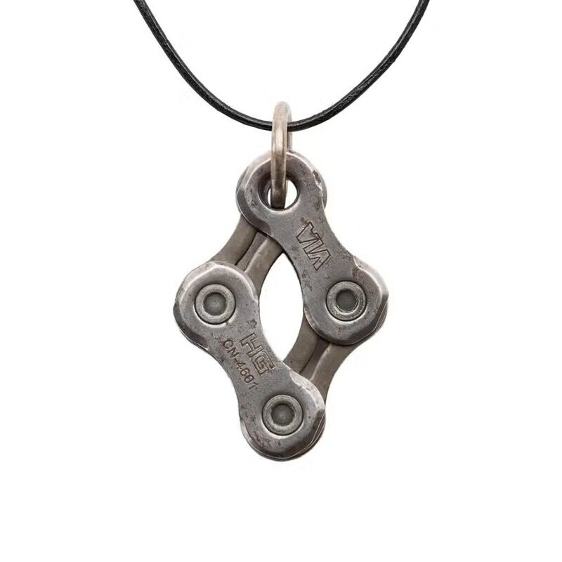 Diamond Recycled Bike Chain Pendant Necklace