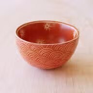 soap stone 2- pattern trinket bowl ~ orange