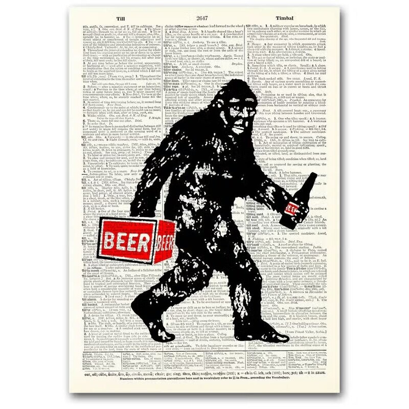 Vintage Dictionary Page Mounted on Wood ~ Bigfoot Beer Run