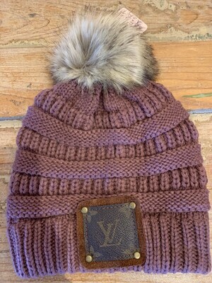 upcycled Louis Vuitton winter beanie plum