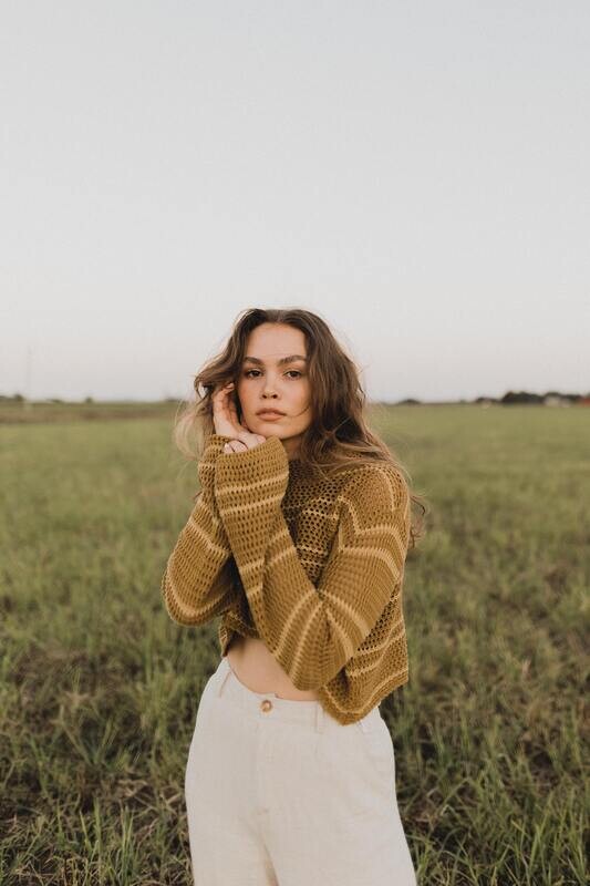 Cropped open knit sweater