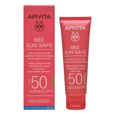 APIVITA Bee Sun Safe golden krema za lice protiv mrlja i starenja SPF50, 50 ml