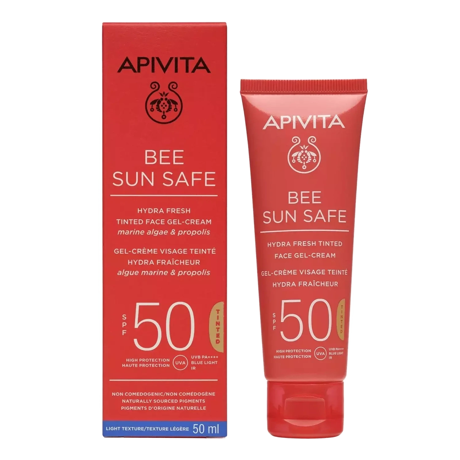 APIVITA Bee Sun Safe hidratantna tonirana gel-krema za lice SPF50, 50 ml