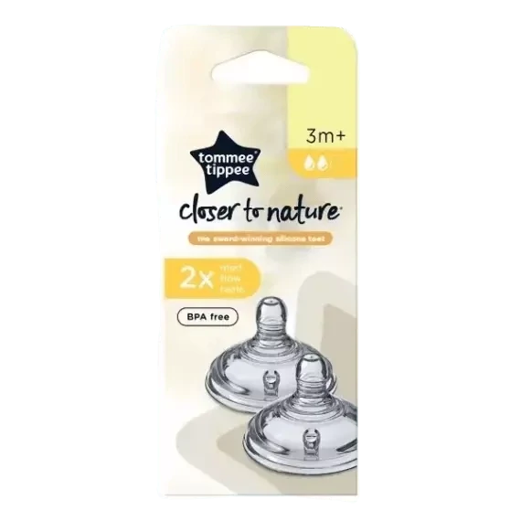 Tommee Tippee Zamjenske  dude  srednjeg  otvora, silikonske, 2 kom., 3+ mjeseci