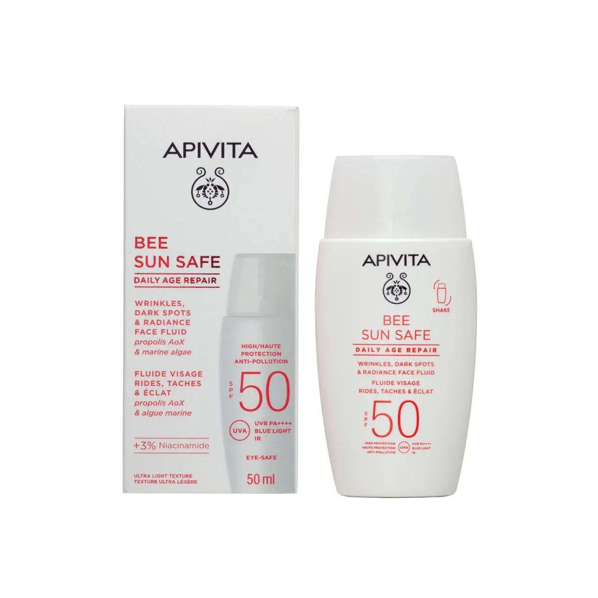 Apivita BEE SUN SAFE FLUID ZA LICE PROTIV MRLJA &amp; STARENJA SPF50
