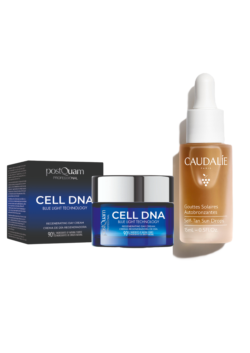 Caudalie kapi za samotamnjenje  i PostQuam Cell Pro DNA Light Blue Dnevna Krema PROMO SET
