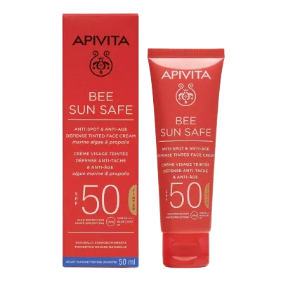 APIVITA Bee Sun Safe tonirana krema za lice  protiv mrlja i starenja SPF50, 50 ml