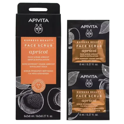 APIVITA Express beauty piling maska za lice s marelicom za nježnu eksfolijaciju, 2X8 ml