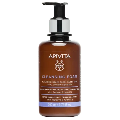 APIVITA Pjena za umivanje lica i područja oko očiju s maslinom i lavandom, 200 ml