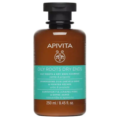 APIVITA šampon za masno vlasište i suhe vrhove s koprivom i propolisom, 250 ml