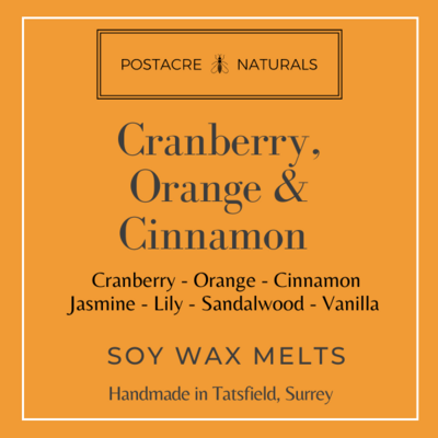 Cranberry, Orange &amp; Cinnamon Wax Melt (Soy) (V) 50g