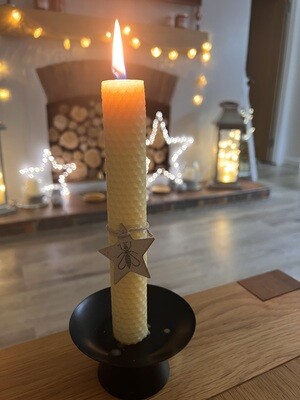 Natural Hand Rolled Beeswax Candles (Pair)