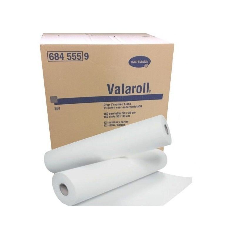 Draps d'examen Valaroll Hartmann 12 rouleaux de 150 feuilles 50x38cm