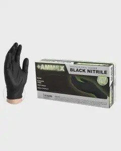 AMMEX Black Nitrile PF Exam Gloves, X-Large 100pk