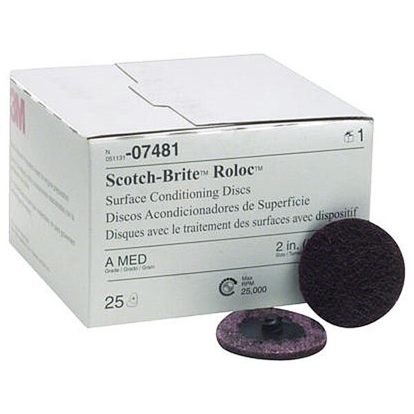 Scotch-Brite™ Roloc™ 051131-07481 Surface Conditioning Disc, 2 In Dia, Medium Grit, Aluminum Oxide Abrasive