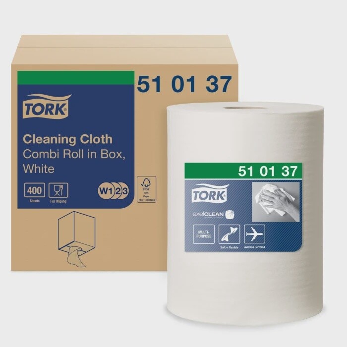 TORK Cleaning Cloth, 12.6 x 10, White, 500 Wipes/Carton