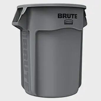 55 Gallon Rubbermaid Brute Round Trash Can, Gray