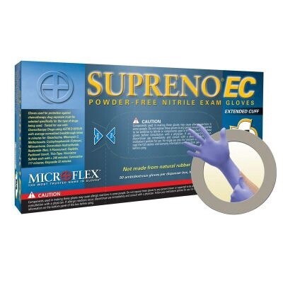 Microflex SUPRENO EXT CUFF PF NITRILE GLOVES MEDIUM