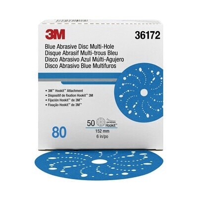 3M 6in|80|Blu|HookIt MultiHole Disc|50\bx