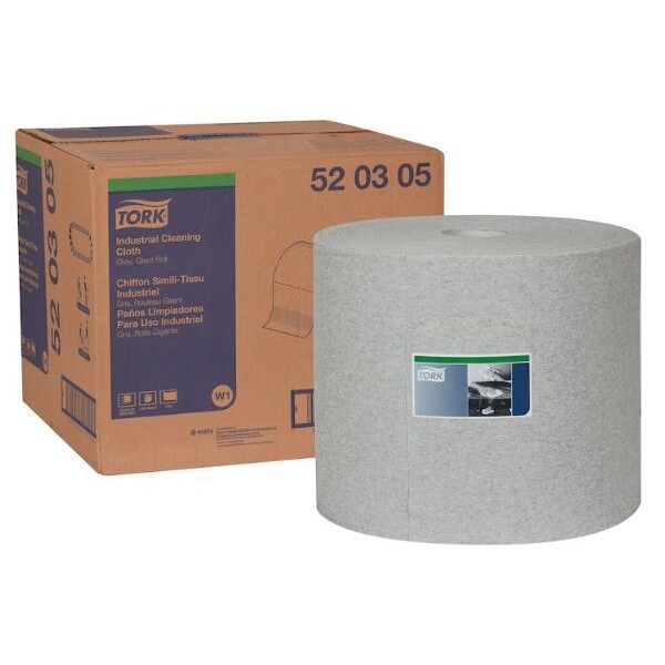 TORK® 520305 Industrial Cleaning Cloth, 32 cm W, 354.7 m L, 1 -Ply, Cellulose Pulp/Polyester/Polypropylene, Gray