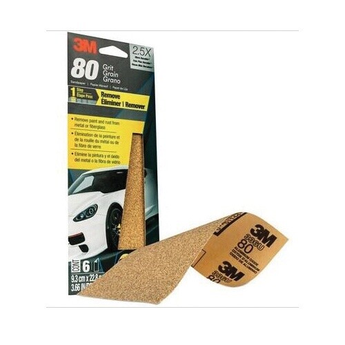 3M™ 051144-03035 Sandpaper, 9 in L, 3.667 in W, 80 Grit, Aluminum Oxide Abrasive