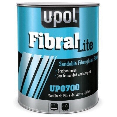u-pol Fibral Lite® UP0700 Lightweight Sandable Fiberglass Filler, Pale Yellow, 3 L, Tin