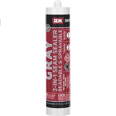 SEM® 2940 Series 29472 2-in-1 Seam Sealer, 9.5 oz, Tube, Liquid, Gray, Characteristic