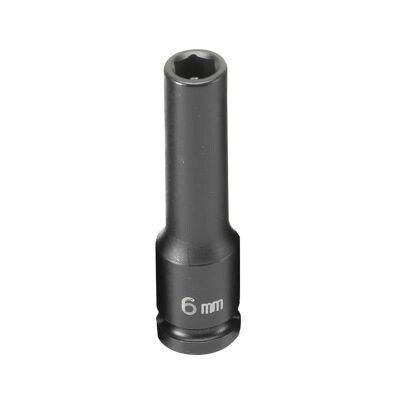 Grey Pneumatic SOC 6MM 1/4D IMP MAG 6PT DP BLK