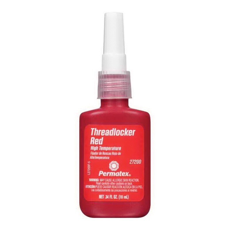 Permatex® 27200 Threadlocker, High Strength, Liquid, Red, Mild, 24 hr Curing, 10 mL, Bottle