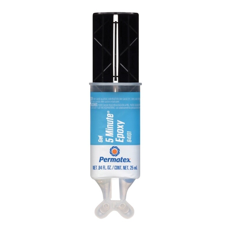 Permatex® 84101 Epoxy Gel, Viscous Liquid, Clear, Slight, 1:1 Mixing Ratio, 4 to 5 min Work Life, 25 mL, Syringe