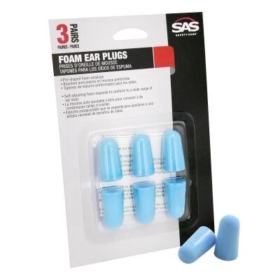 SAS6104- 3-pr of Foam Ear Plug Blister pks