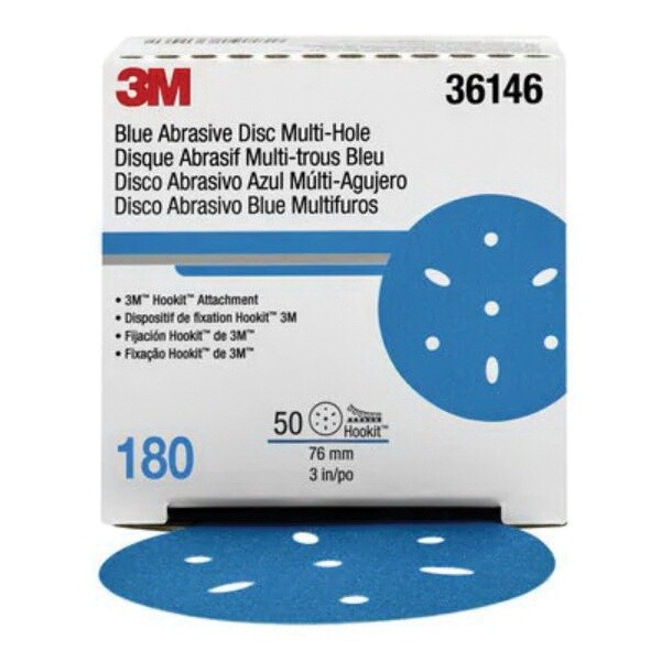 Hookit™ 051131-36146 Abrasive Disc, 3 in Dia, 180 Grit, Aluminum Oxide/Ceramic Abrasive, Paper Backing, Better Tier