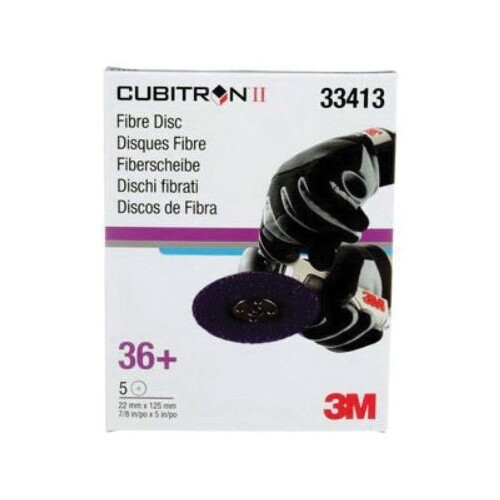 Cubitron™ II 051131-33413 Abrasive Fiber Disc, 5 in Dia, 7/8 in Center Hole, 36+ Grit, Ceramic Abrasive