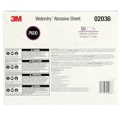 Wetordry™ 051131-02036 Abrasive Sheet, 11 in L, 9 in W, P600 Grit, Aluminum Oxide Abrasive