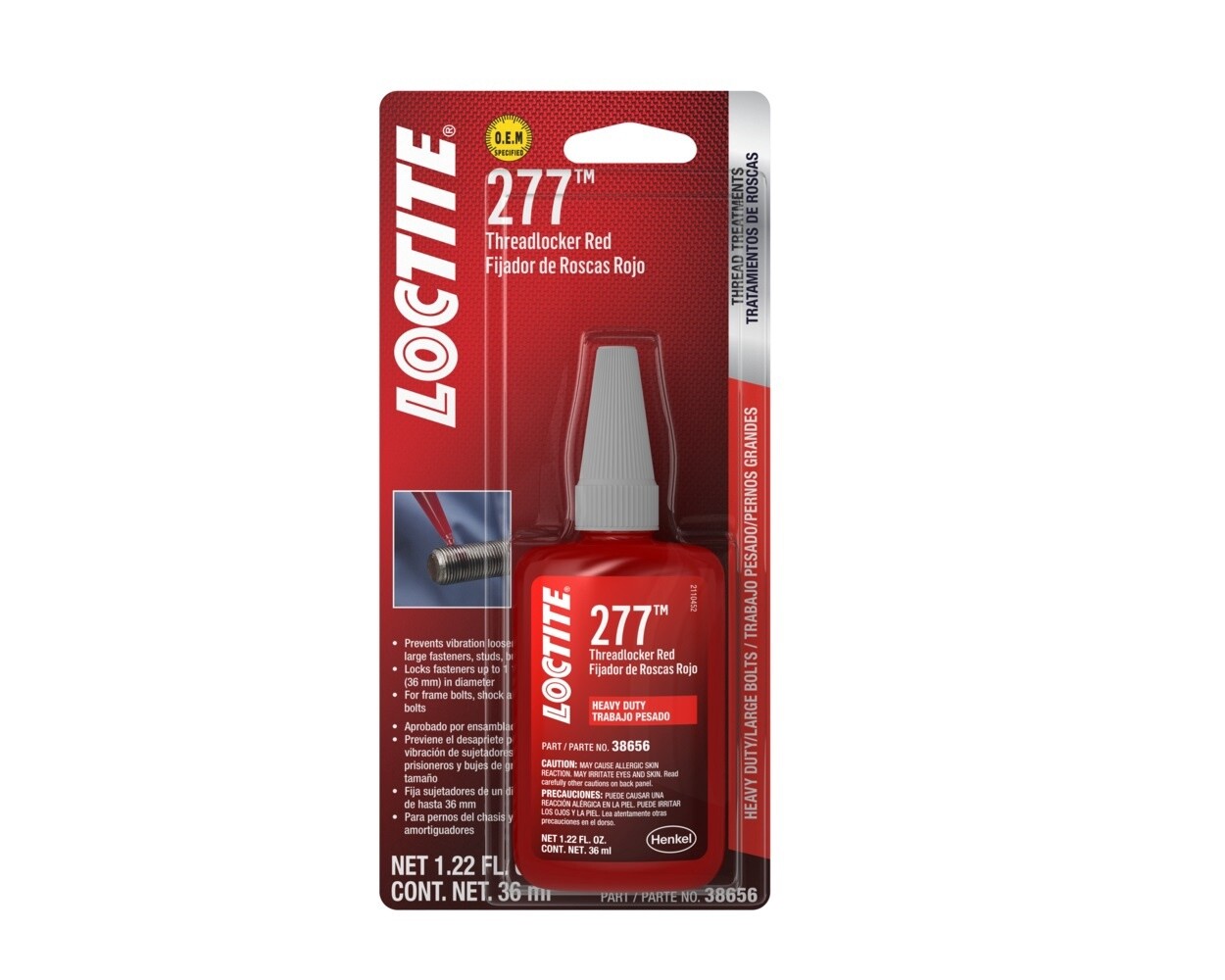 Loctite 277 ThreadlockerLOCTITE 277 High Strength Red Threadlocker, 36ml Bottle