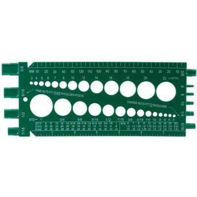 21152-STANDARD &amp; METRIC BOLT &amp; NUT GAUGE GREEN PLASTIC