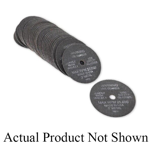 AST.CW3-100- AP® CW3-100 Cut-Off Wheel, 3 in Dia, 1/16 in Thick, 3/8 in Arbor, 46 Grit 100PK