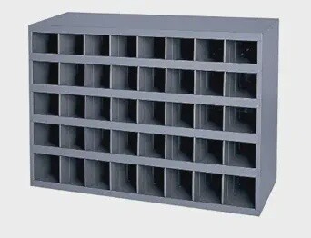 Gray Cold-Rolled Steel 40-Opening Bin, 33-3/4&quot; Width x 22-1/4&quot; Height x 8-1/2&quot; Depth