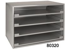 Holds 4 Large Trays Gray Finish Sliding Cabinets