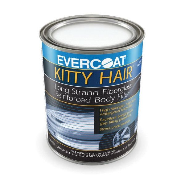Kitty Hair® 100868 Long Strand Fiberglass Reinforced Body Filler, Gray, 946 Ml
