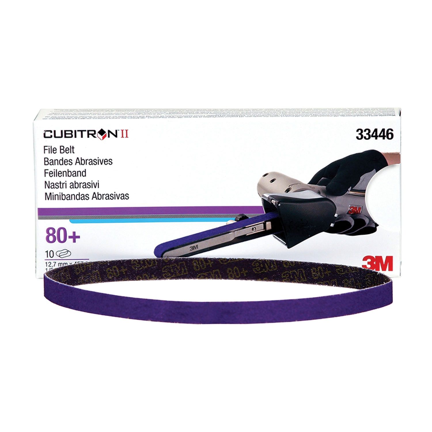 Cubitron™ II 051131-33446 File Belt, 1/2 in W, 18 in L, 80+ Grit, Aluminum Oxide/Ceramic Abrasive, Polyester Backing