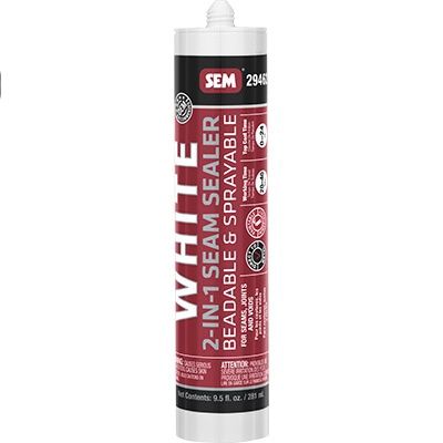 SEM® 2940 Series 29462 2-in-1 Seam Sealer, 9.5 oz, Tube, Liquid, White, Characteristic