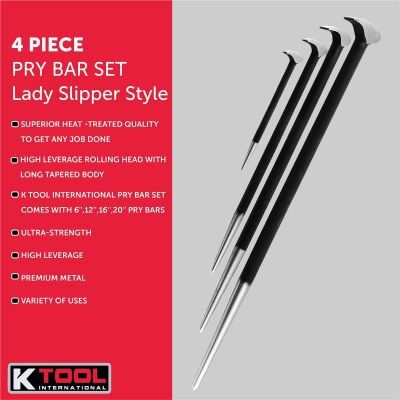 KTI71600-K Tool International Pry Bar Set 4 Piece Bent End