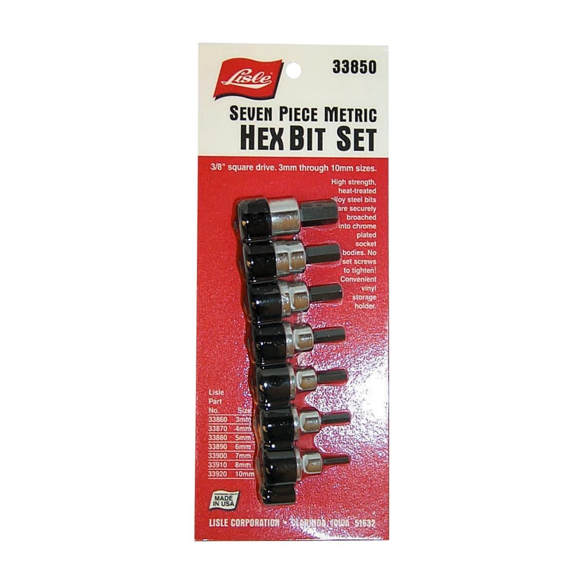 Lisle SOCKET HEX BIT SET 3/8IN. DR 7PC METRIC 3 TO 10MM