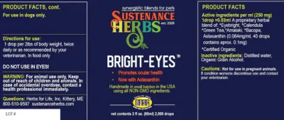 Sustenance Herbs Bright Eyes w/Astaxanthin 2oz