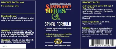 Sustenance Herbs Canine Spinal Formula 2oz