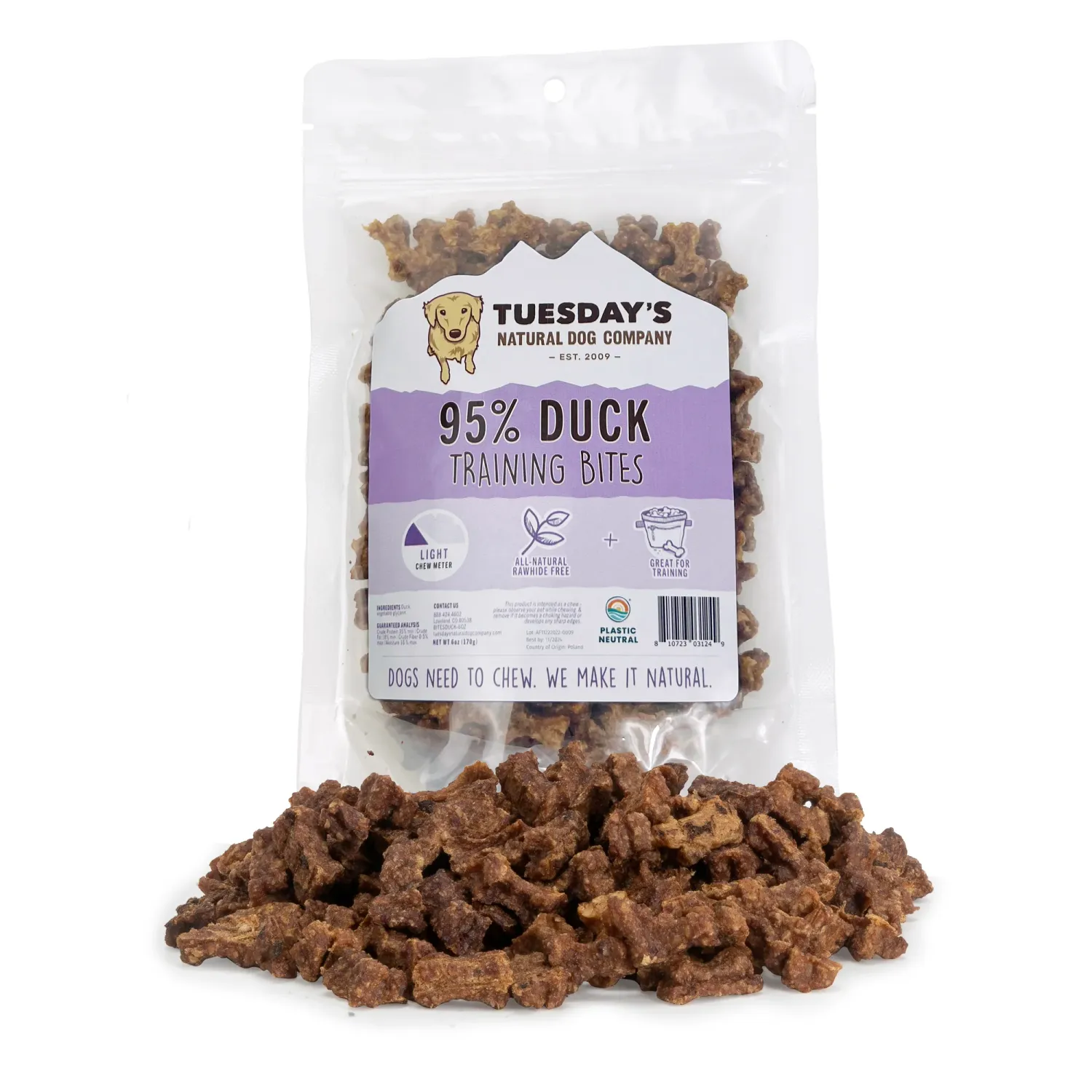 Tuesdays Natural Dog Duck Bites 170g